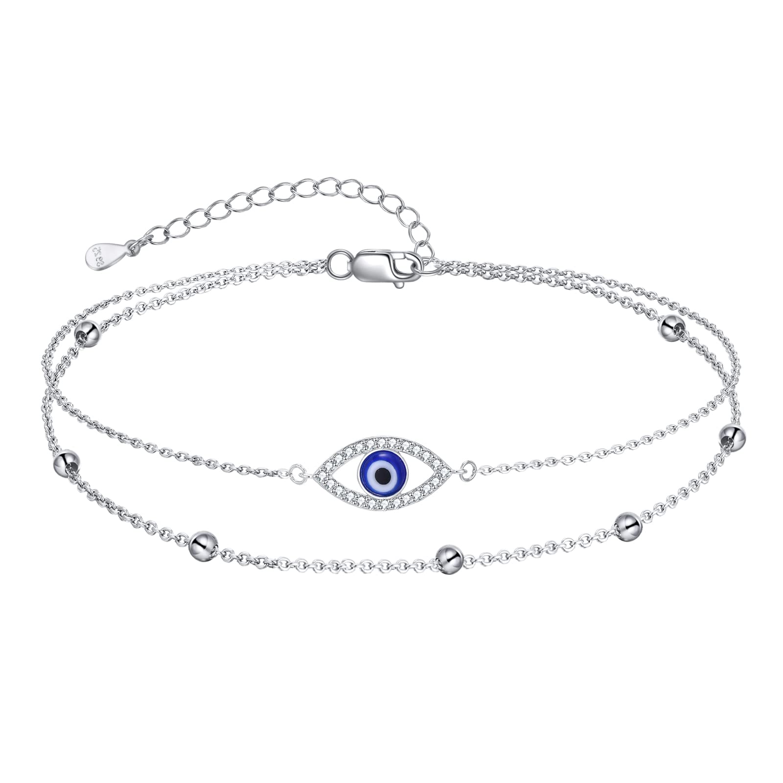 Evil Eye/Moon Star/Cross/Dragonfly/Sea Turtle Ankle Bracelets for Women 925 Sterling Silver Adjustable Anklets Jewelry Gifts for Women