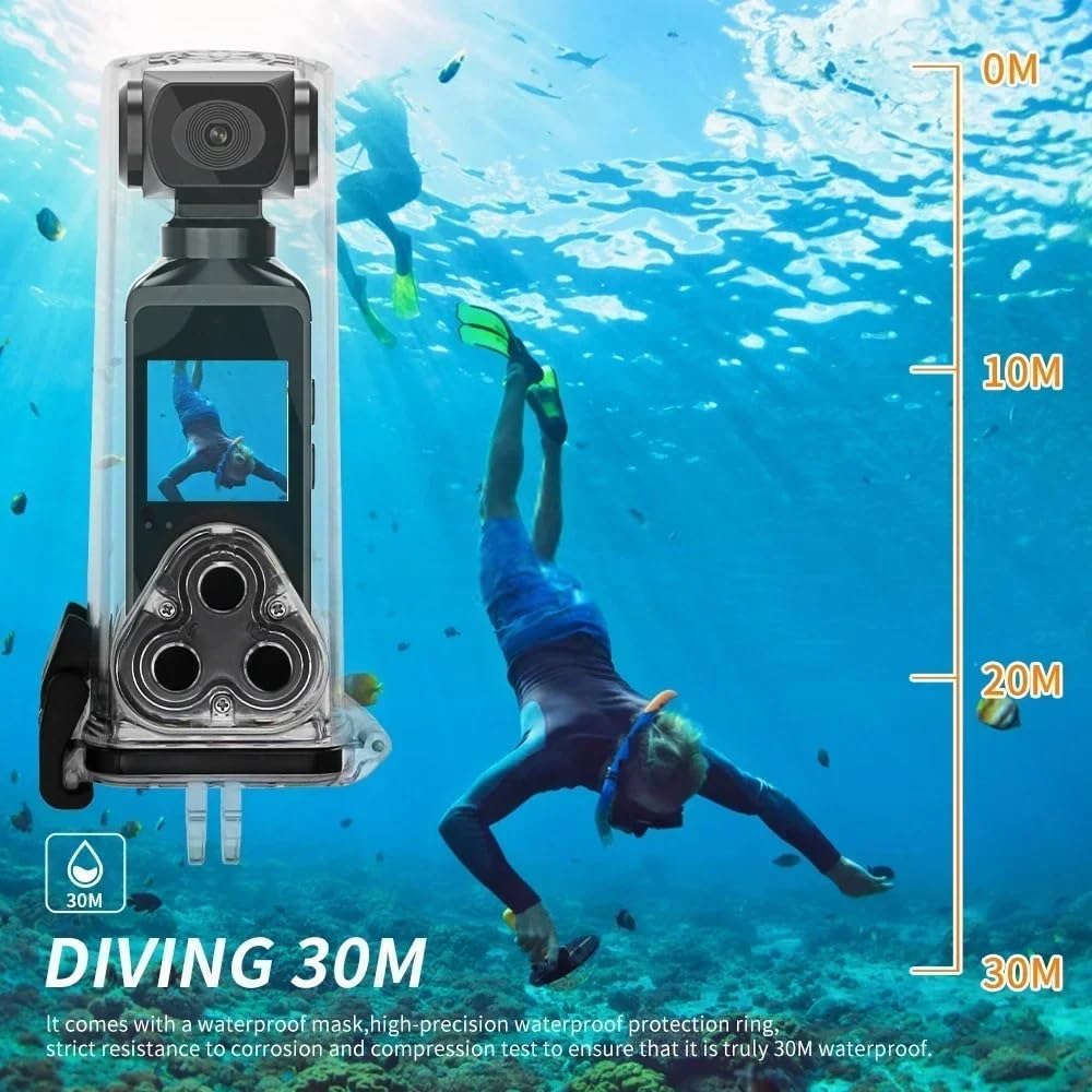 Kamera sportowa, Kamera sportowa 4K Pocket Action Camera 270° Obrotowa Mini kamera sportowa Wodoodporna obudowa Podróż Rower Kierowca Rejestrator,do jazdy na rowerze, motocyklu