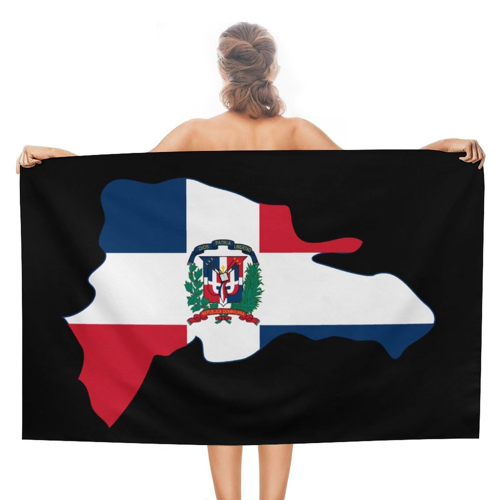 CGSBNGHA Dominican Republic Map Flag Beach Towels Soft Bathroom Bath Pool Swim Towels for Women Men