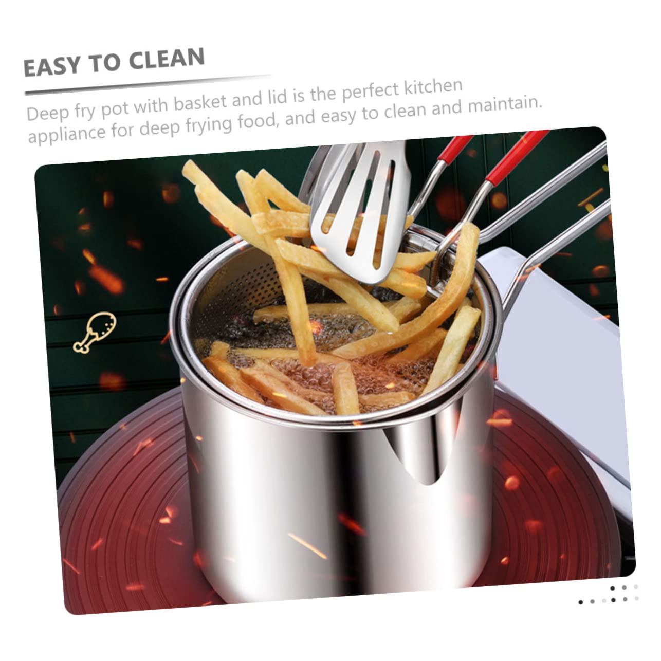 OHPHCALL 1 Set Fry Pot Kit with Basket and Lid for Home Frying Shrimp Chicken and Fries Deep Fryer for Indoor and Outdoor Use Easy to Clean and Maintain