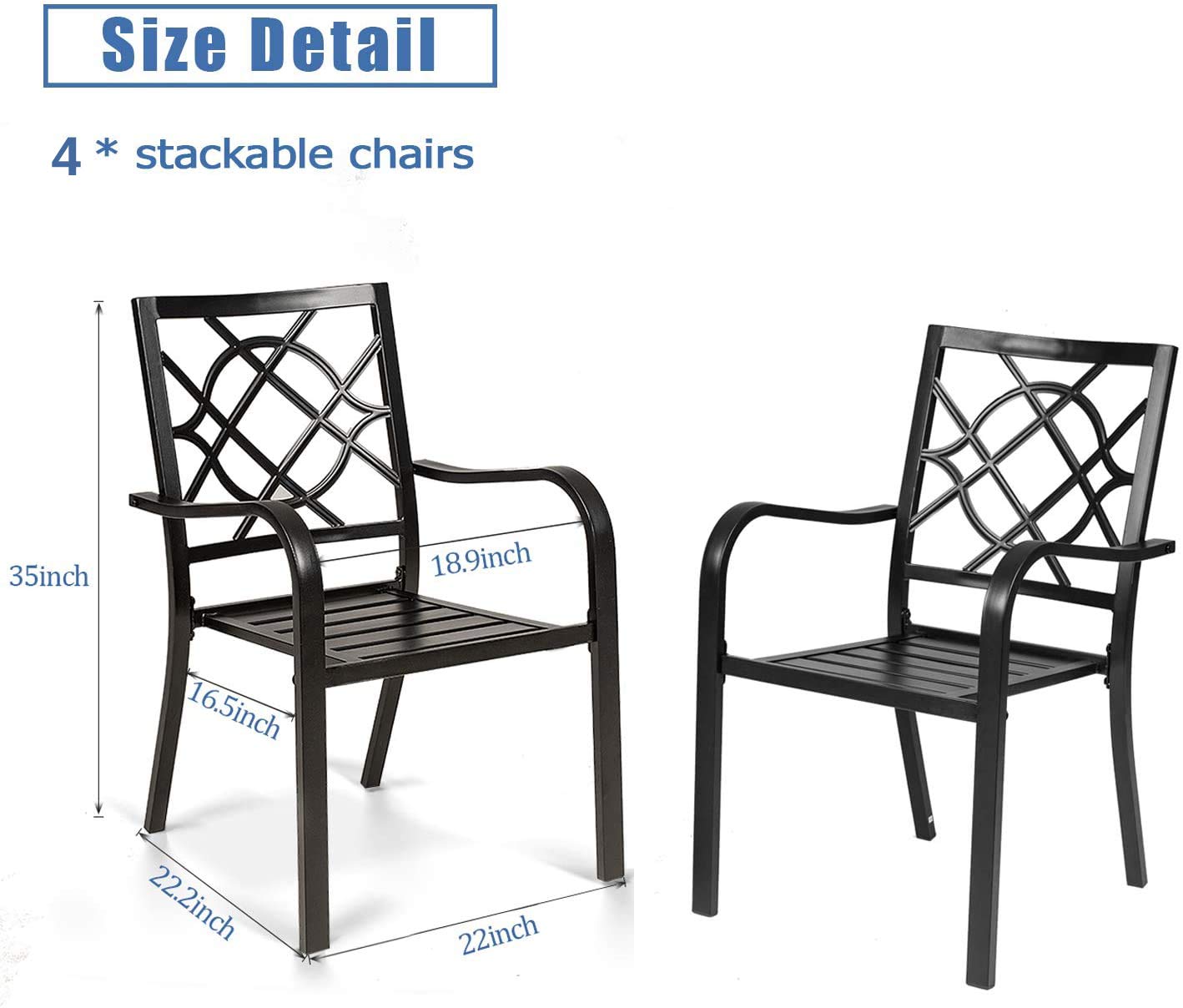 Incbruce Outdoor Dining Chairs Patio Chairs Set of 4, Wrought Iron Look