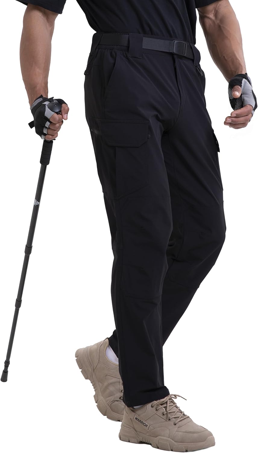 NATUVENIX Lightweight Mens Hiking Pants Quick Dry Travel Pants for Men Water Resistant Work Pants Men with Pockets Outdoor