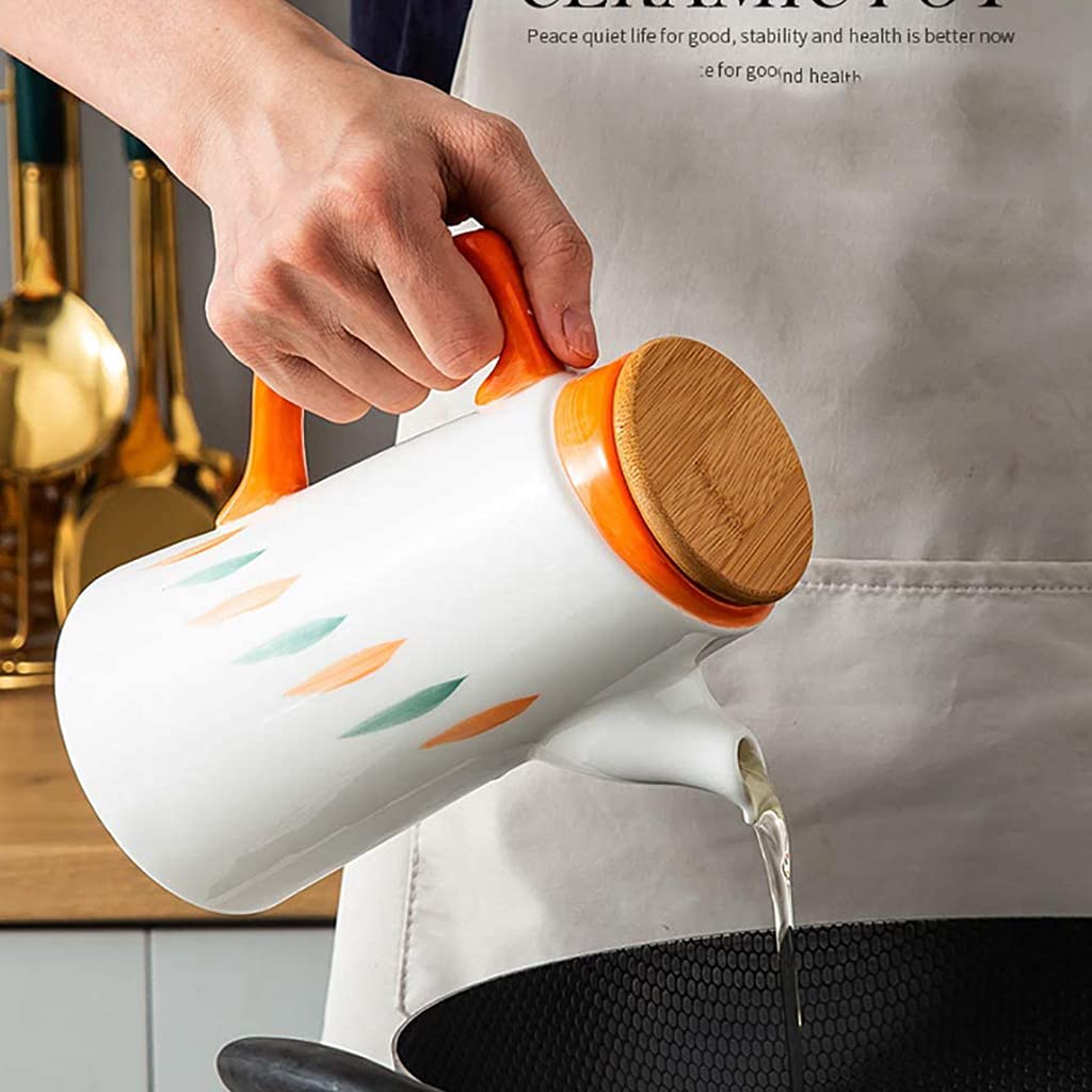 500ml Ceramic Olive Oil Dispenser Bottle With Stainless Steel Spout - White Kitchen Oil & Vinegar Cruet