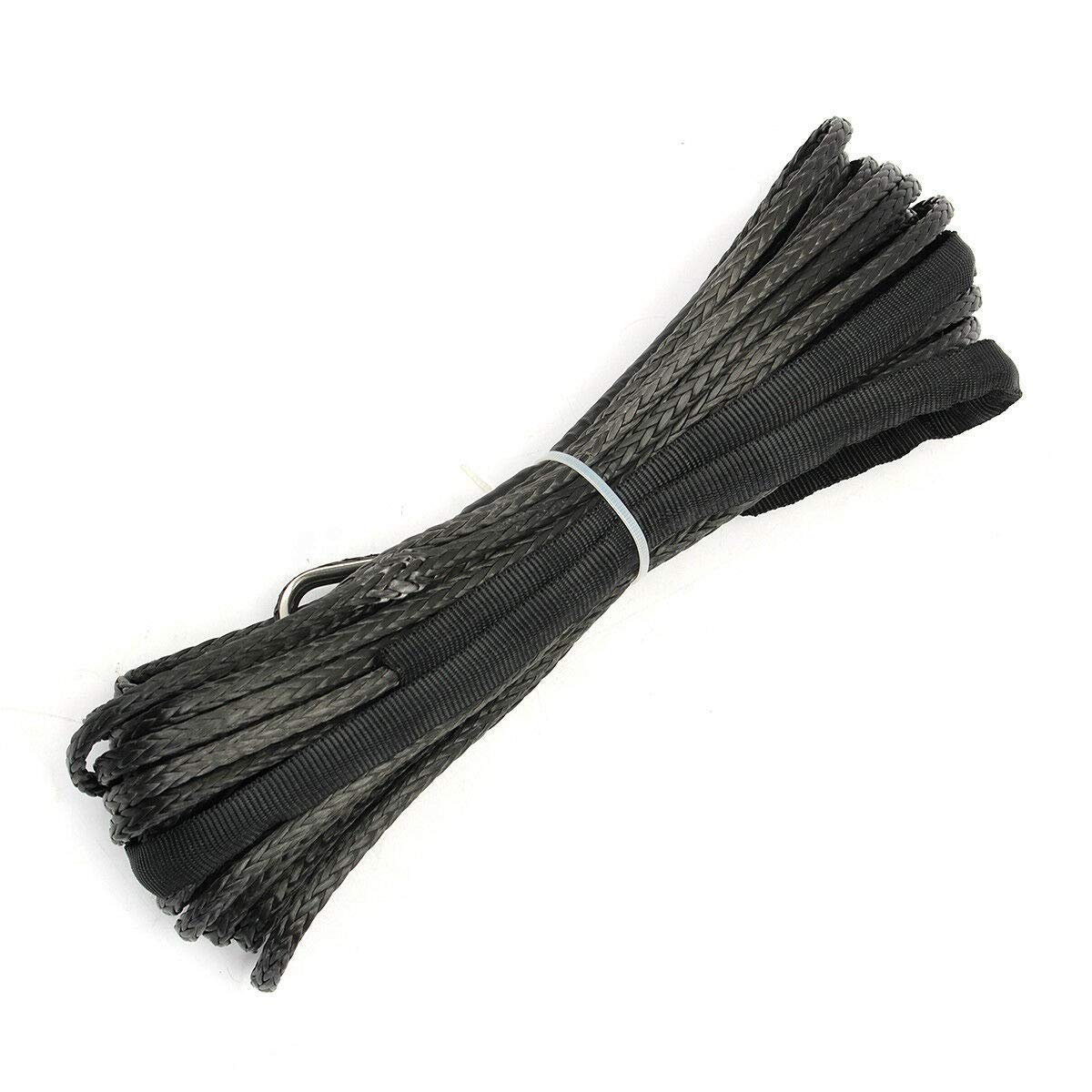 Zklgs 1/4*50(6Mm*15M) Winch Rope, Synthetic Winch Rope Winch Rope Polyethylene Pull Rope Car Strong Emergency Trailer Rope / 4X50(Nero)