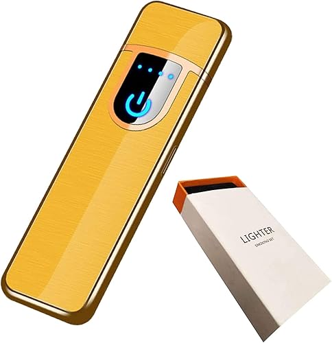 Encendedor electrónico, encendedor recargable por USB, mini pantalla táctil creativa, pantalla LED, resistente al viento, encendedor sin llama con