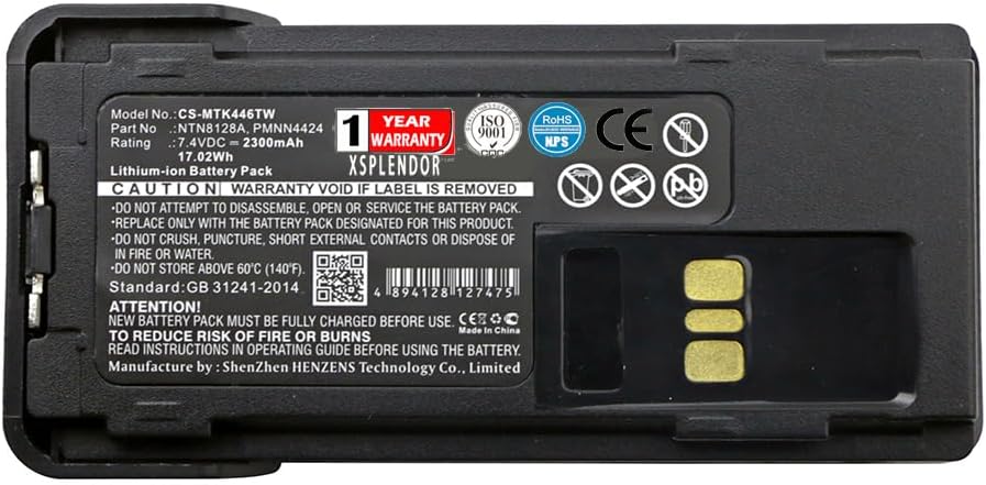 XPS 2300mAh Battery for MOTOROLA APX2000 APX-2000 APX3000 APX-3000 APX4000 APX4000Li XPR 3300 XPR 3500 XPR 7350 XPR 7380 XPR 7550 XPR 7580 PN NNTN8129AR NTN8128A PMNN4406AR PMNN4406BR PMNN4424