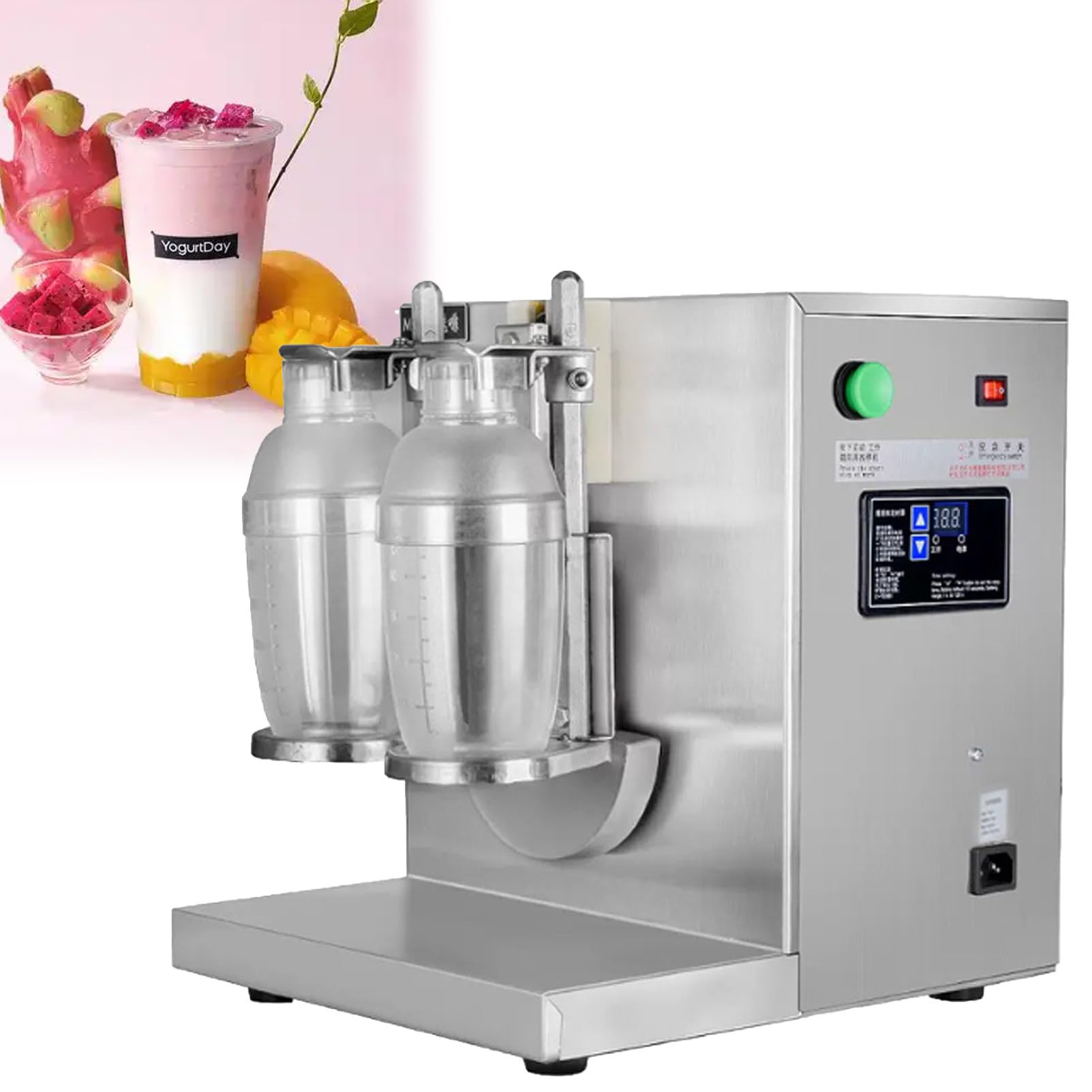 Ofyphth Electric Milk Tea Shaker, 350-1000ml Milk Tea Shaker Double Frame, Milk Tea Shaking Machine, with Timer (0-120s), Includes 2 Cups, for Boba Milk Tea.