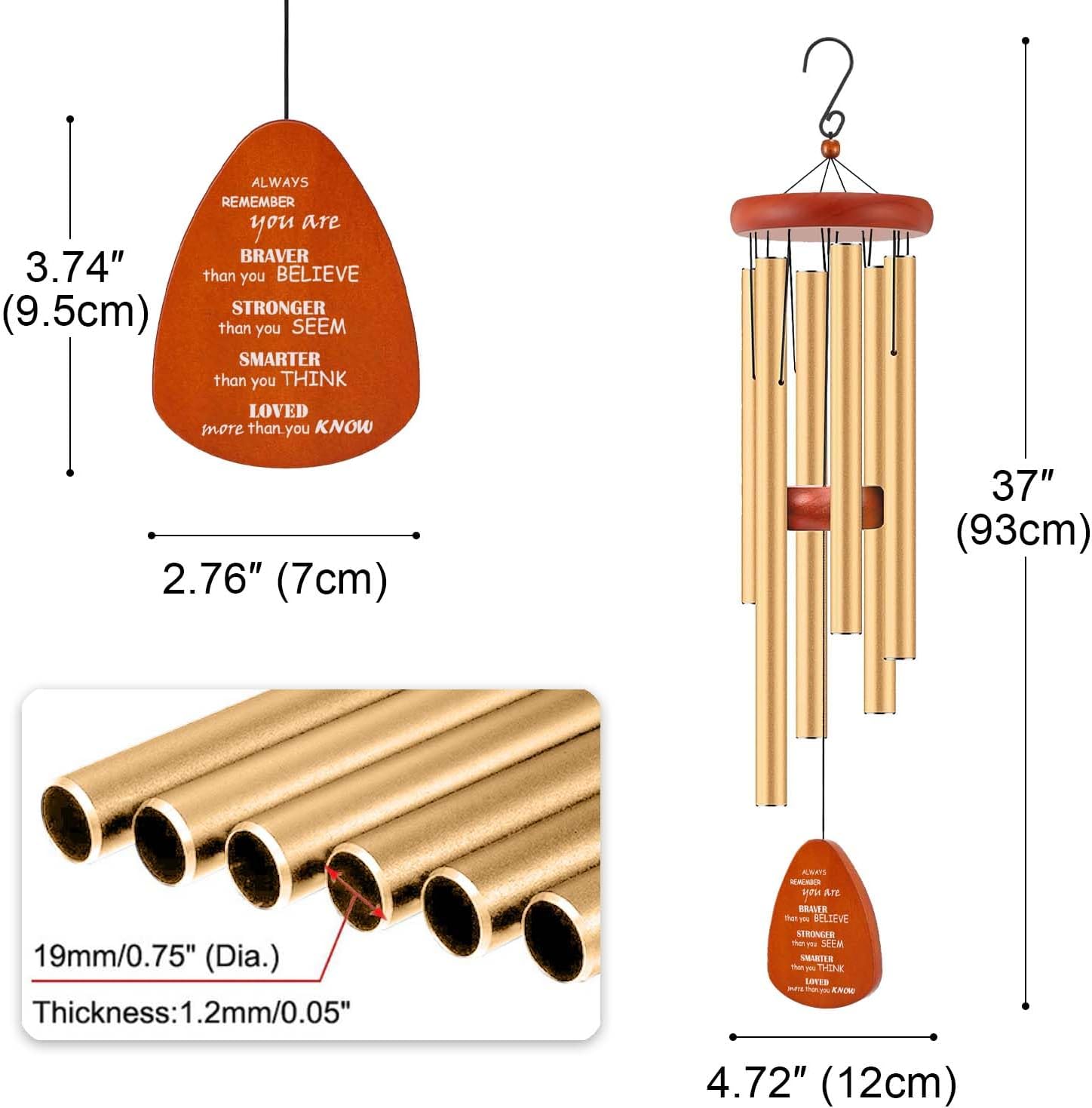 Get Well Soon Gifts for Women- Large 37” Wind Chimes Inspirational Gifts, Feel Better After Surgery Gift for Sick Women, Thinking of You Gift for Mom Her Friend Sister Coworker (A)