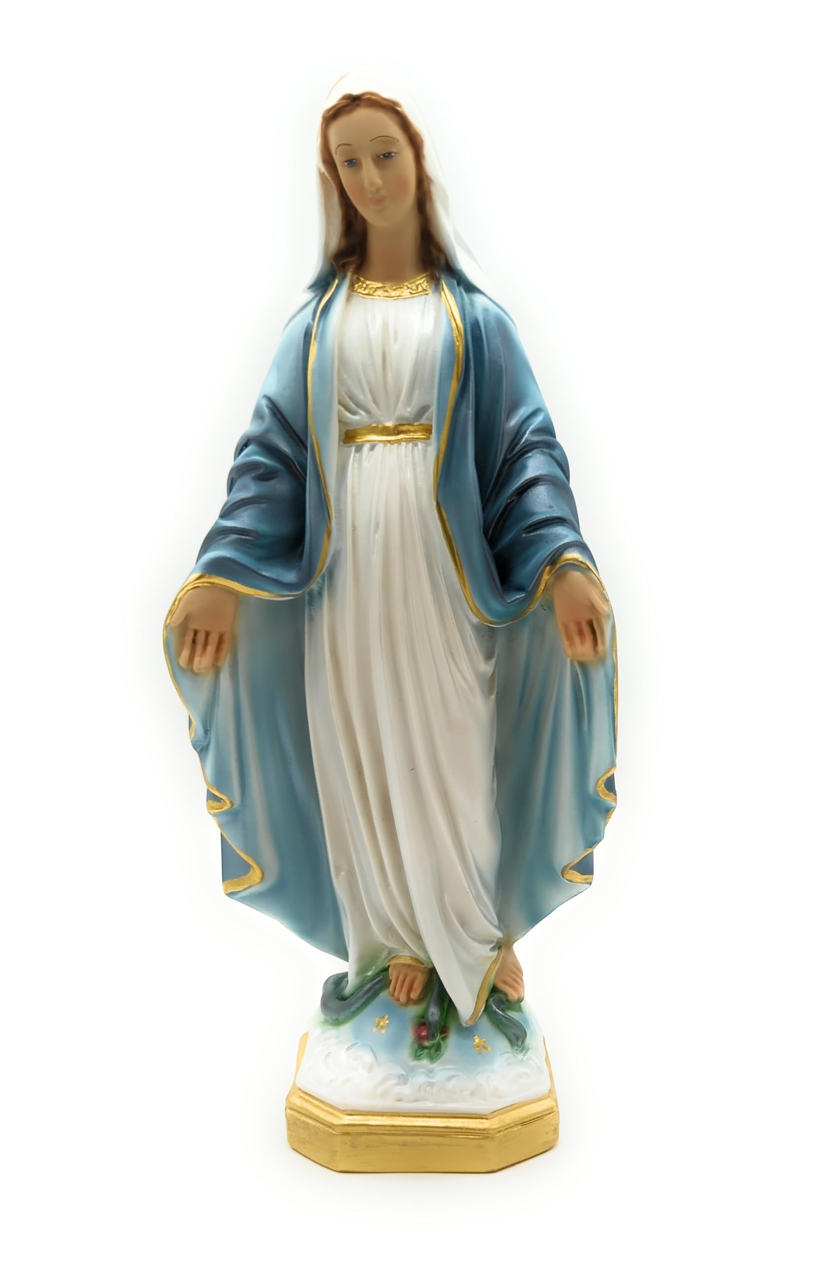 OVUNQUE PROTEGGIMI Statua Madonna Immacolata Concezione cm. 35 in resina effetto perlato adatta per interni ed esterni realizzata e dipinta a mano