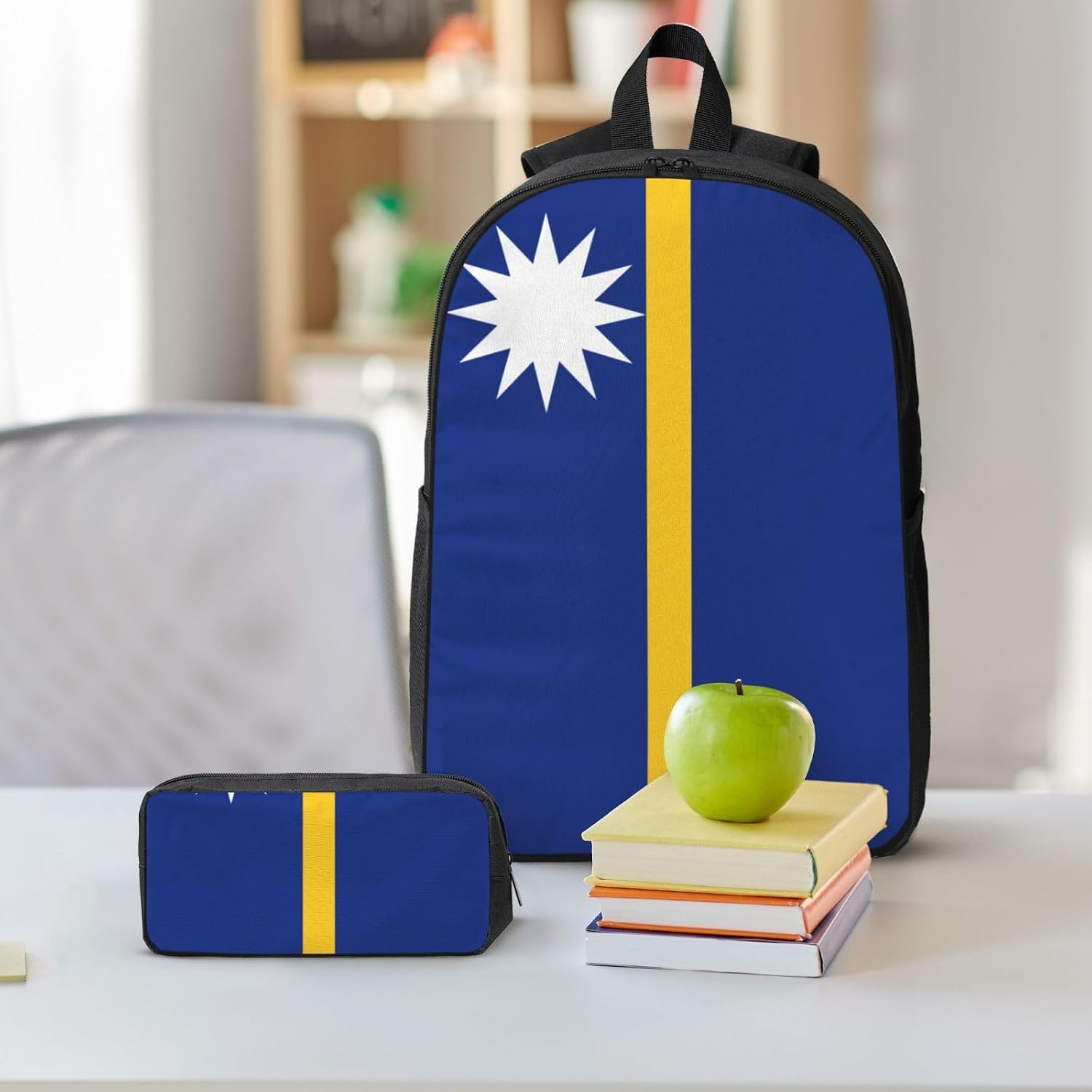 Flag of Nauru print 3 Piece Backpack Bags with Lunch Box Pencil Case Set for Travel Work Camping Unisex