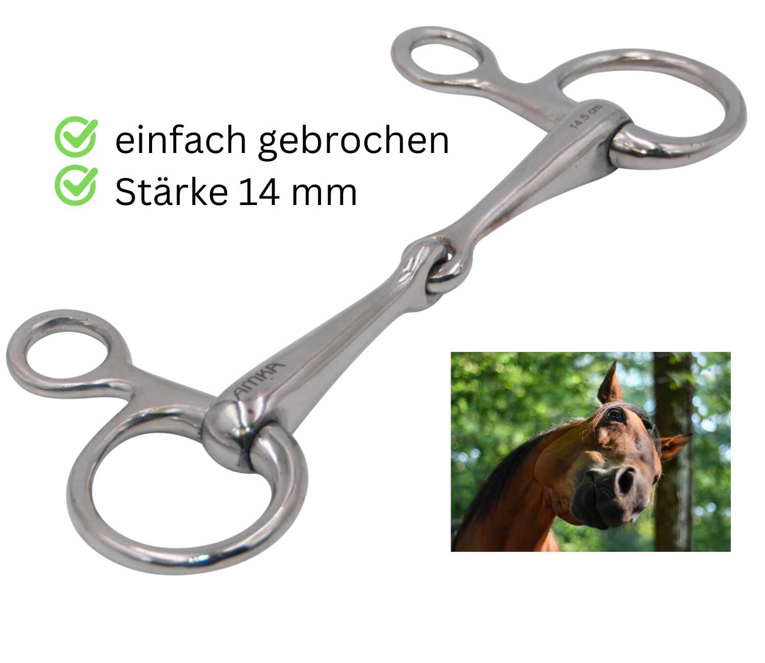 AMKA Baucher Trense Baucher Gebiss massiv einfach gebrochen