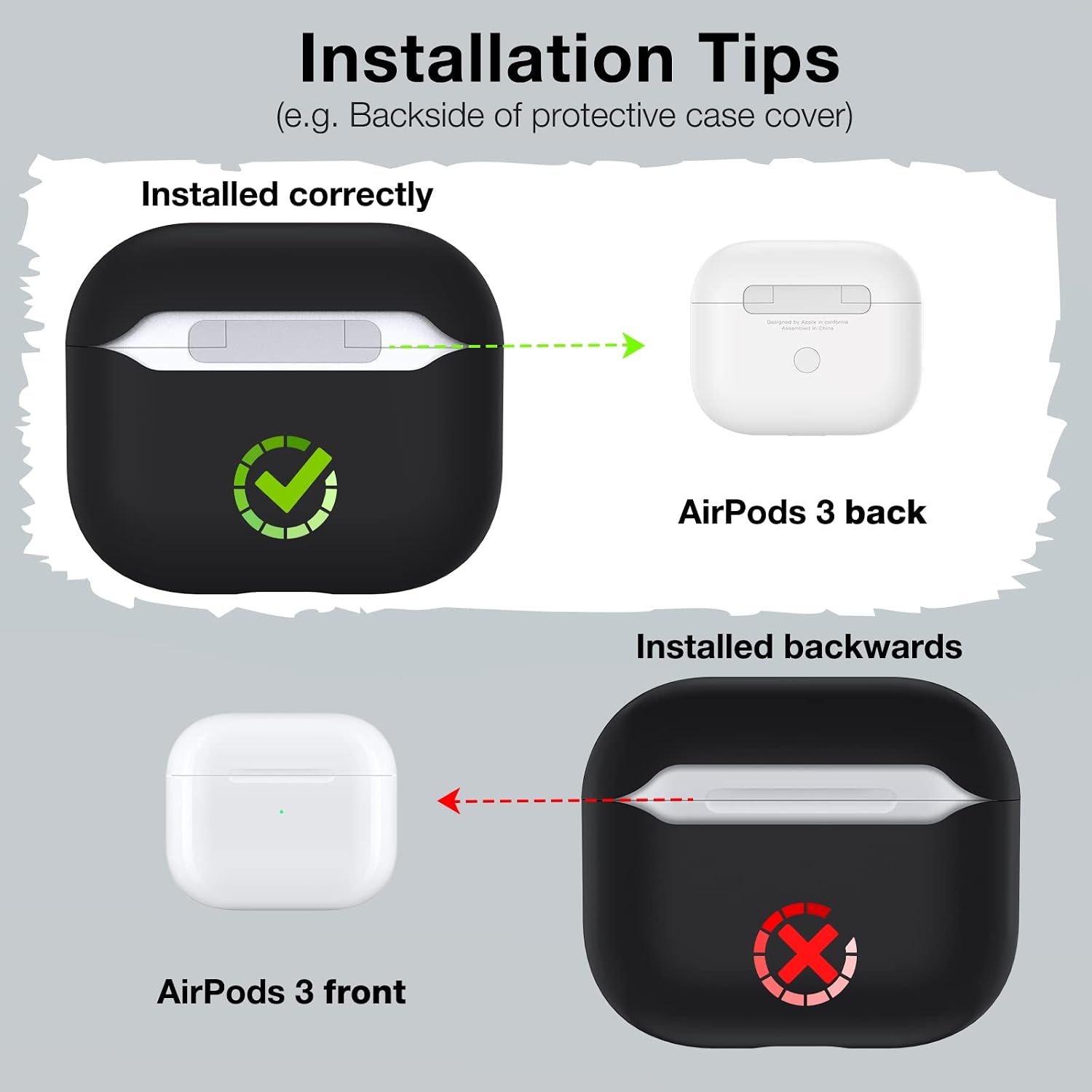 Miracase Compatible with AirPods 3 Case, Tri-Layer Protective Silicone Cover for AirPods 3rd Generation (2021 Released) Charging Case with Front LED Visible, Shockproof and Wireless Charging, Black