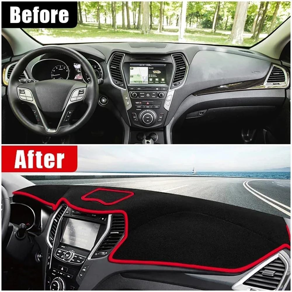 Dashboard Dash Mat Cover – For 2013-2017 Hyundai Santa Fe Sport – Red – Left-Hand Drive Only