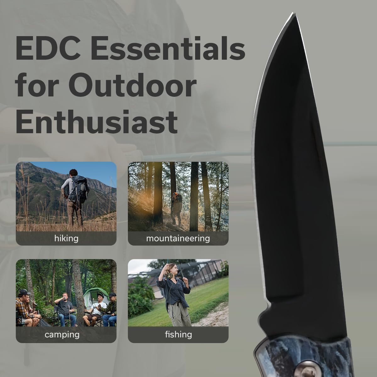 Pocket Folding Knife with 3.46in Serrated Clip Point Blade and Rigid Plastic Handle, Pocket Knife for Outdoor Tactical Survival and EDC, Hunting,Camping, Outdoor, Unique Gifts for Friend