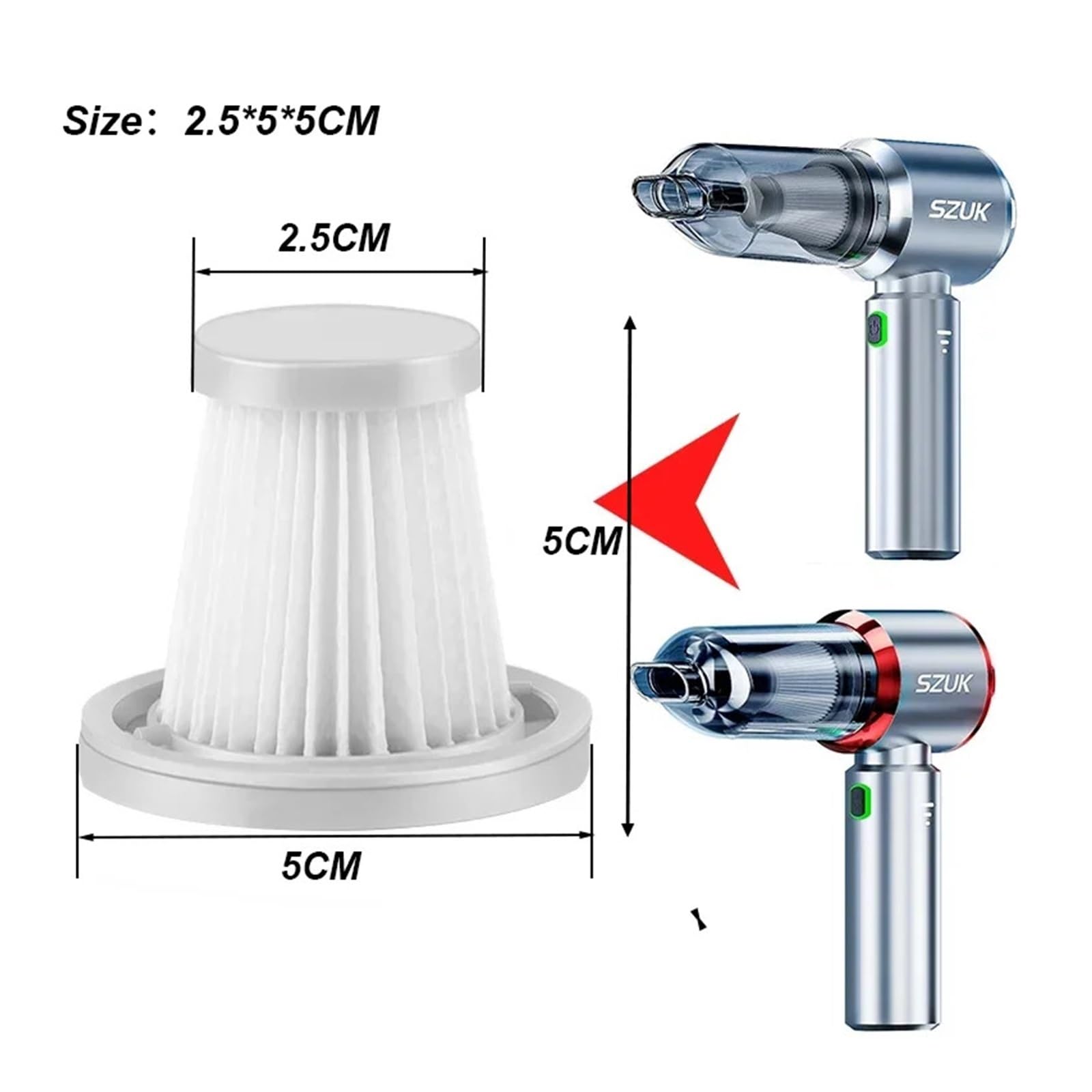 180000PA, Compatible con SZUK, filtro de aspiradora de coche/HEPA MAX(Set3)