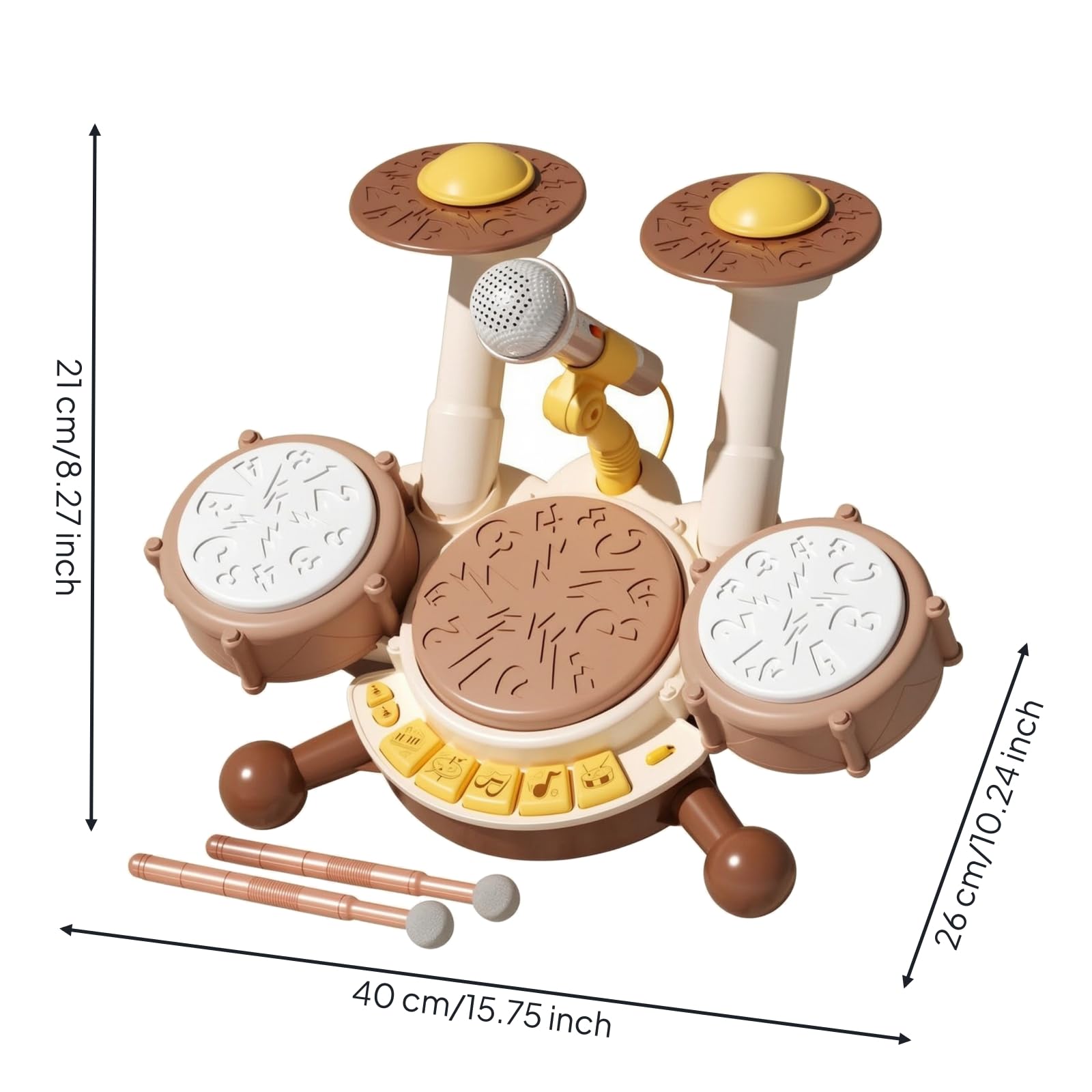 Set Batteria per Bambini Educativo Giocattolo con Microfono Non Tossico Strumento Musicale per Neonati, Cameretta, Casa