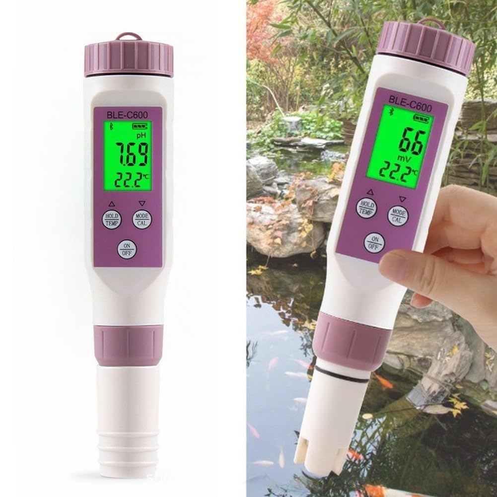 Analizzatore di qualità dell'acqua 7 in 1 con sale pH per test Sg Orp Salvataggio automatico dei dati e mobile per acquario, piscina, idroponica, acqua potabile, come mostrato