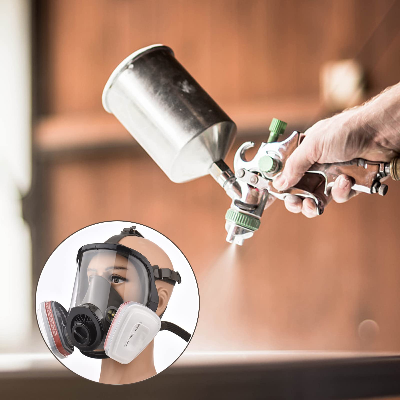 TFixol Copertura integrale riutilizzabile 8 in 1, copertura per gas, vapore, organico, ampio campo visivo, per pittura, lucidatura, saldatura e protezione del lavoro, trasparente