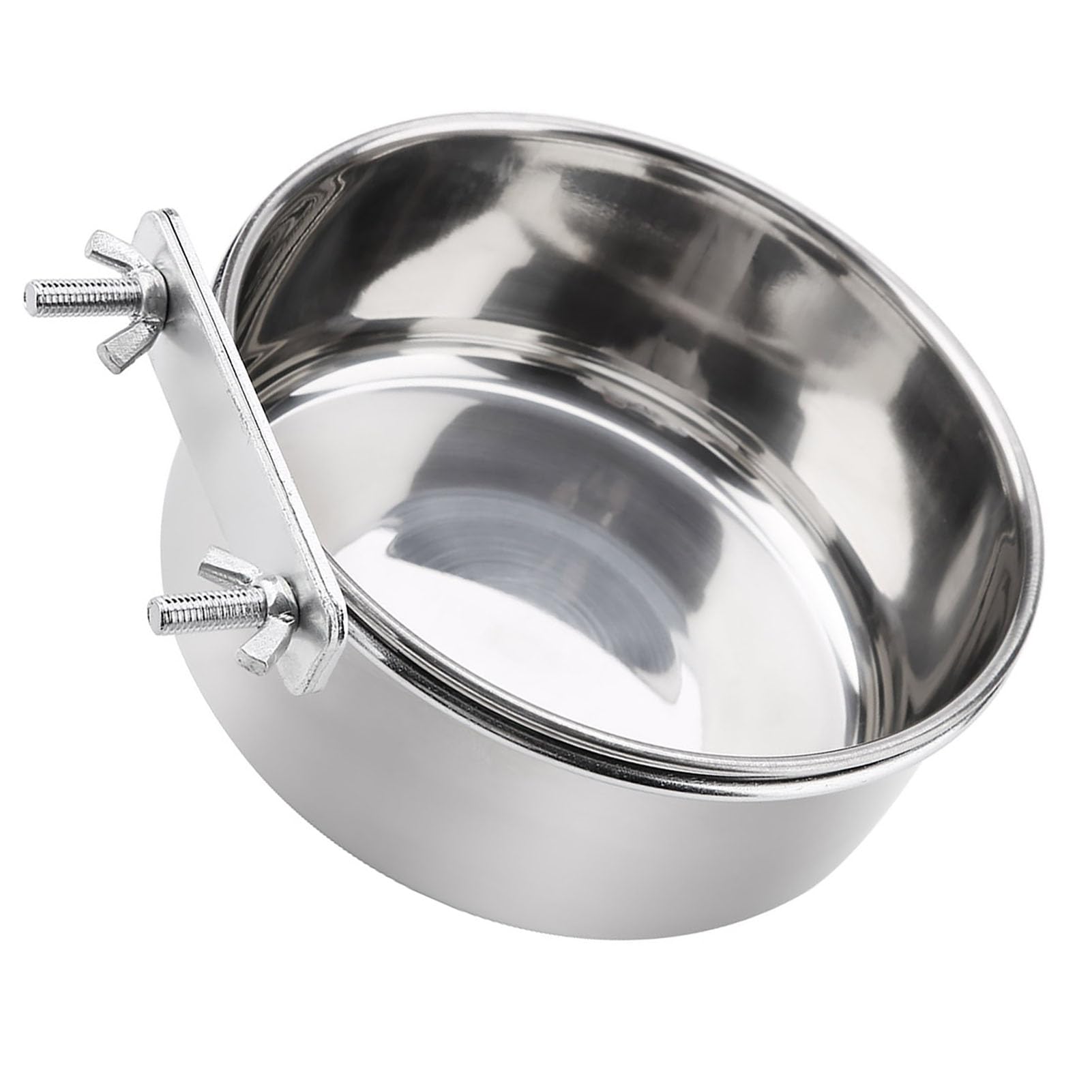 Appendere cibo regolabile acqua cibo ciotola di alimentazione in acciaio inox pappagallo parrocchetto alimentatore gabbia per uccelli accessorio bere tazza(L)