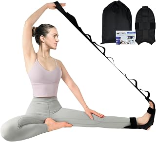 Yoga Stretching Strap,Peaken Flexstrap Leg Stretcher Strap with 7 Adjustable loops,Fascia Stretcher for Physical Therapy,Plantar Fasciitis Relief,Pilates,Dance & Gymnastics