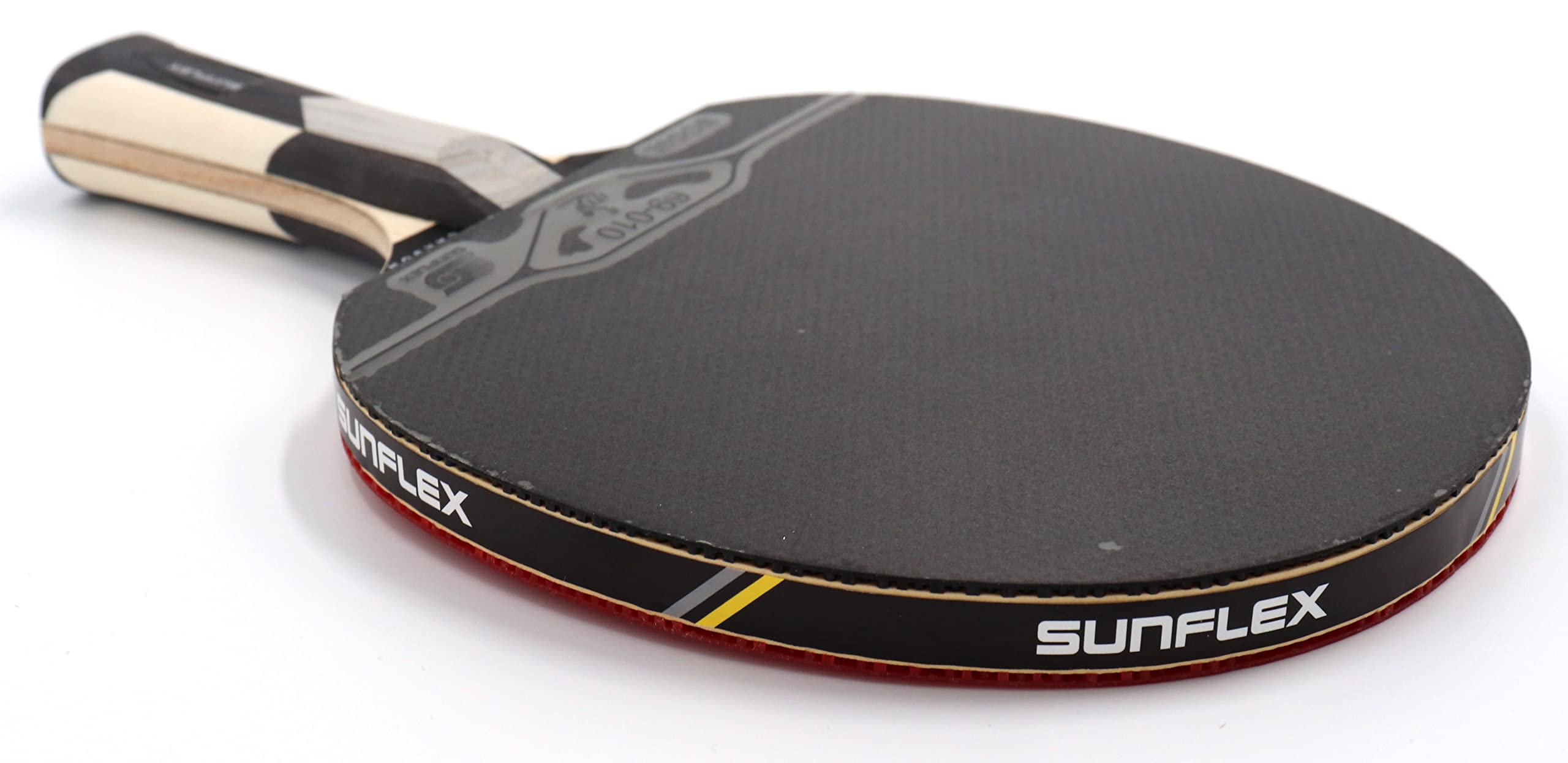 sunflex Tischtennisschläger Supreme Soft Carbon | mehrfarbiger Profischläger | ITTF Mogul Belag | konkaver Griff | für Vereinsspieler & Wettkampf