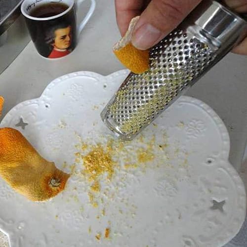 Miniatura 7 de Rallador de nuez moscada con almacenamiento, cepillo de cocina de ajo y jengibre Limón de mano de acero inoxidable Nuez moscada Rallador Tuerca