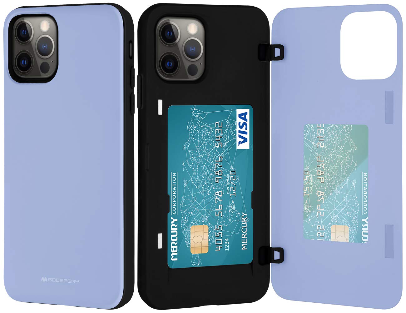 GOOSPERYiPhone 12 Case, iPhone 12 Pro Wallet Case with Card Holder, Protective Dual Layer Bumper Phone Case (Lilac Purple)