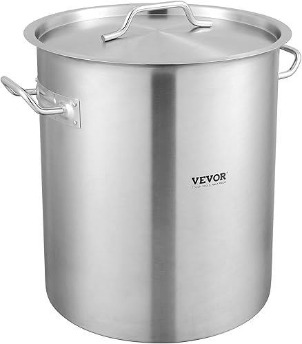 Miniatura 9 de VEVOR Olla de acero inoxidable, ollas grandes de 42 cuartos de galón, olla de cocina con colador, tapa y asa, olla de grado comercial resistente,