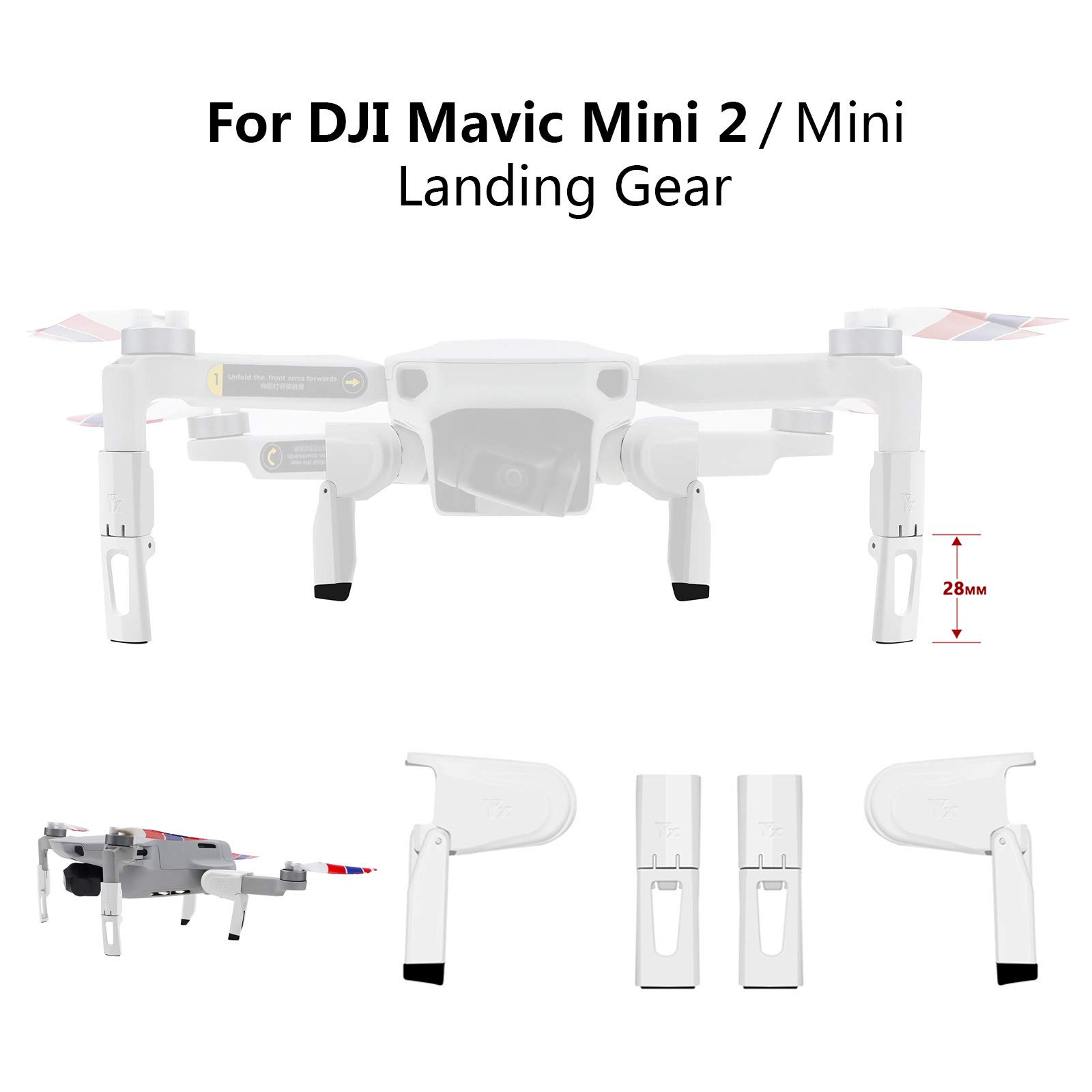 Estensione Carrello Di Atterraggio Per DJI Mavic Mini 2, Altezza +2,2 Cm, Protezione Gimbal E Batteria, Grigio