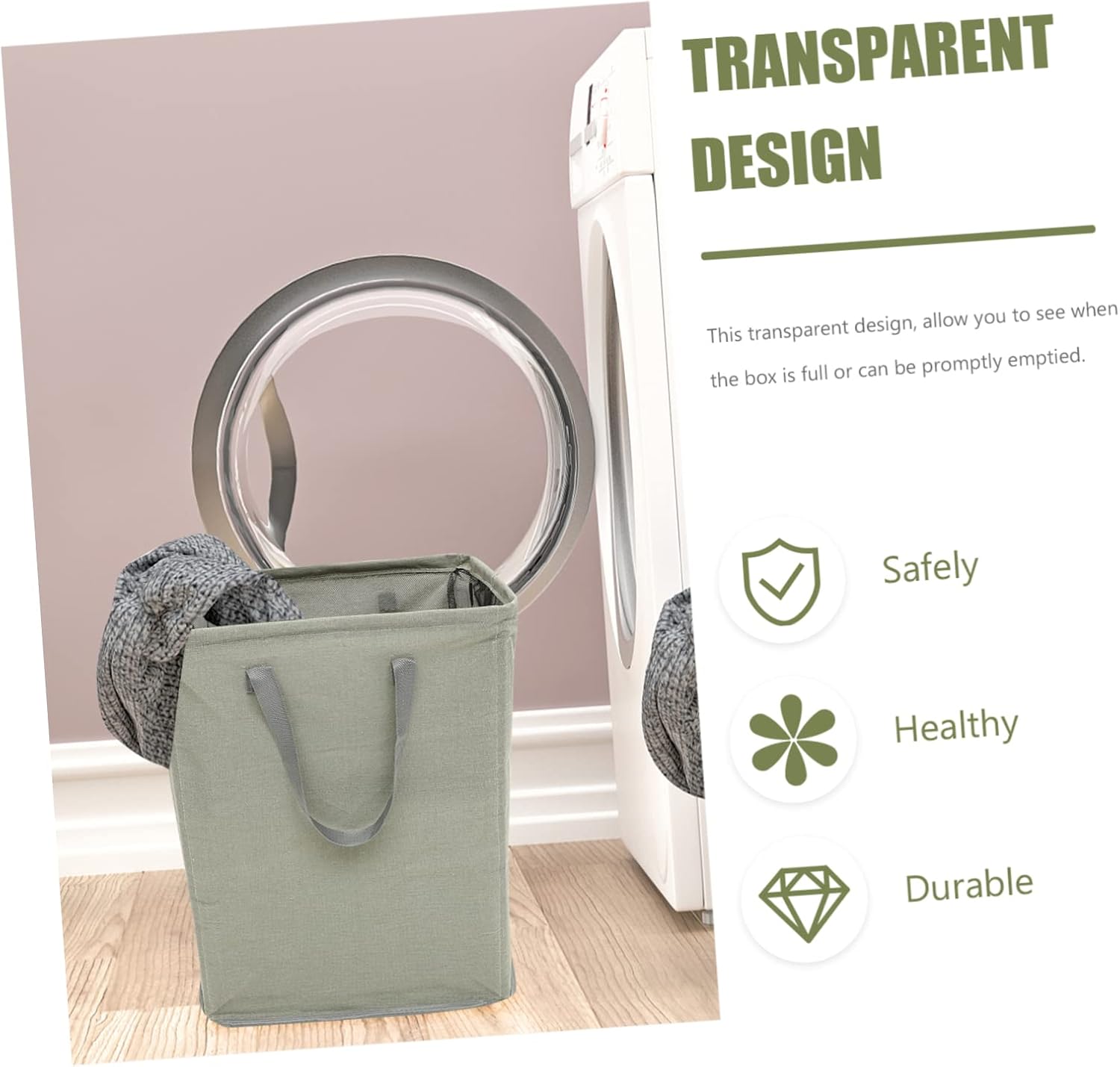 Wakauto Large Folding Fabric Laundry Basket with Handles Cotton Linen Hamper for Dirty Clothes Upright Storage Bin for Home Closet Apartments Stylish Grey Hamper for Books Shoes