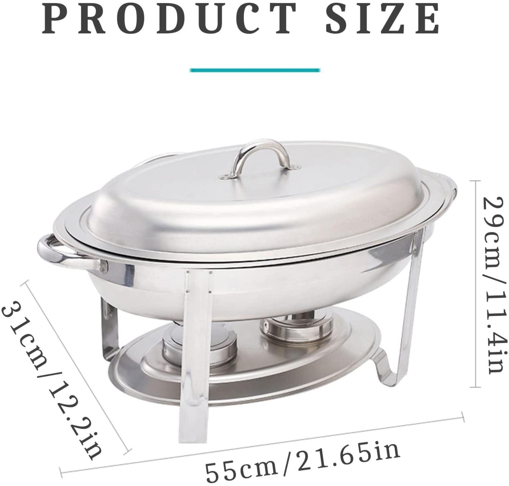 Chafing Dish in acciaio inossidabile, 5,5 l - Set per buffet e scaldavivande per catering per feste con porta-combustibile, coperchio e teglia per alimenti - Ideale per eventi - Disponibili confezio