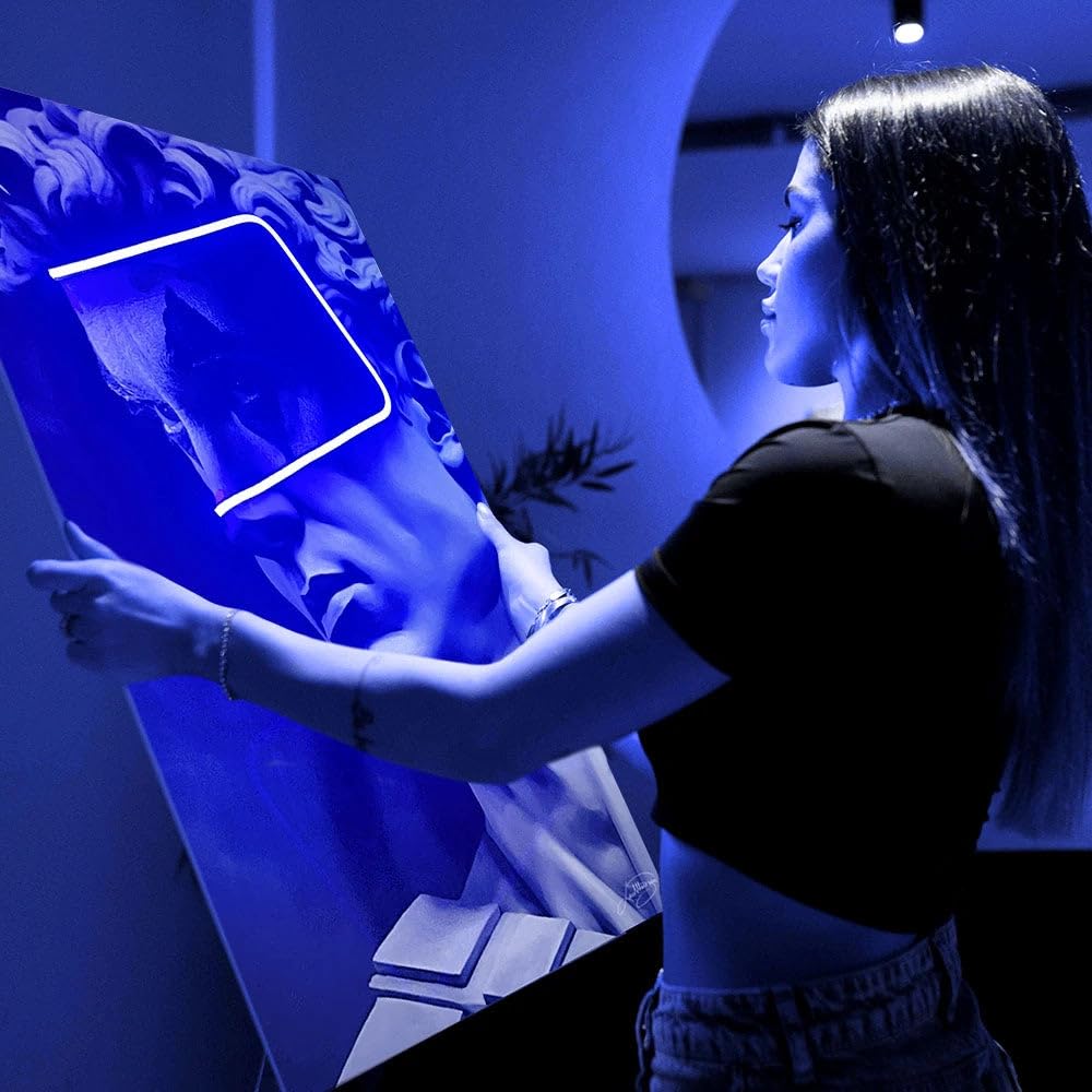 Pop Art Led Wall Art | Joker David Statue | LED Mansion - 40cm x 60cm - Blu
