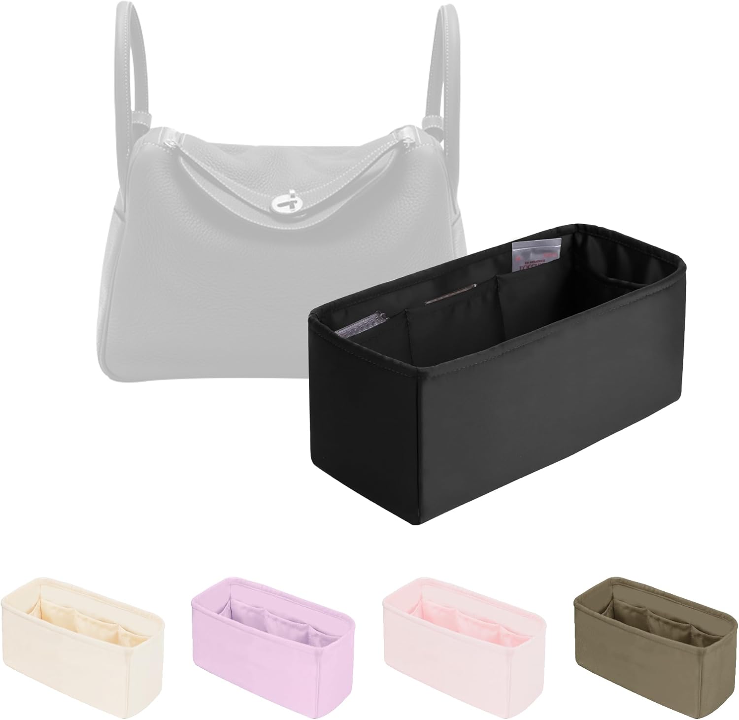 Mini Lindy Bag Insert, Bag Storage with Silky Satins Material, Lightweight Inner Bag Compatible with Lindy 19 Bag Storage, Handbag Insert with Pockets (Blue Pale, Lindy19)