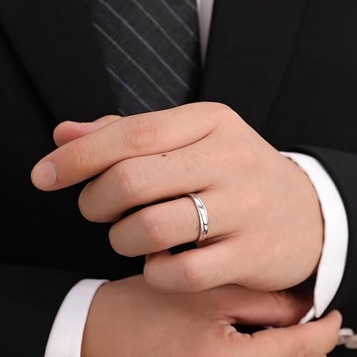 Miniatura 8 de Meissa 2 Pcs Couple Rings for Men and Women 925 Sterling Silver Wide Wedding Bands Size Adjustable Promise Ring Matching Couple Rings Size 4-12,