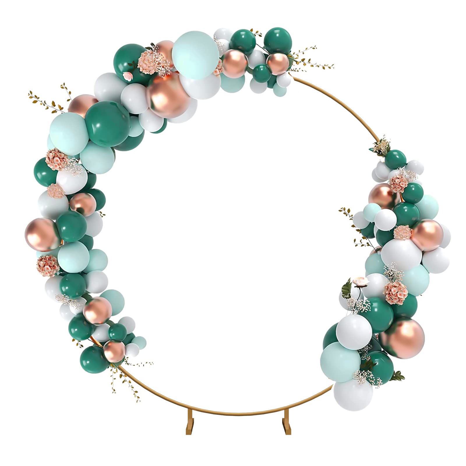 jxgzyy Round Balloon Arch Stand Kit, 6.56ft Metal Circle Balloon Arch Frame for Weddings, Birthday Parties, Baby Shower, Ceremonies, Gold Decoration Backdrop Stand Set for Graduations