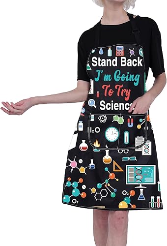 Miniatura 6 de FUSTMW Delantal de ciencia delantal de laboratorio científico, delantales de laboratorio de ciencia, regalos para profesores, estudiantes, amantes