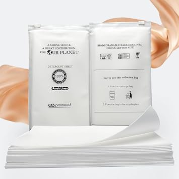 PROMEED Silk Detergent Sheets for Delicates, Eco-friendly Plastic Free Non-sentizizing Gentle Silk Wash, Space Saving Easy to Carry, Fresh Linen Scent 30 Sheets, 60 Loads
