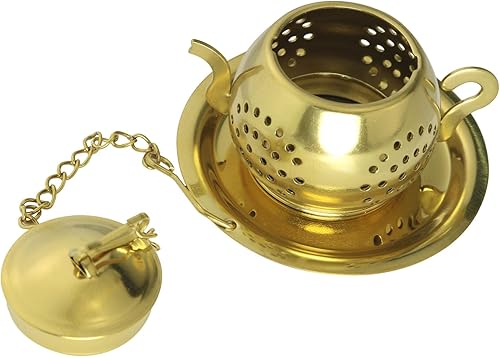 Miniatura 2 de Infusor de té de acero inoxidable, filtro de té dorado para coladores de té sueltos, bola de té, bolsa de té reutilizable más empinada, bonita tetera