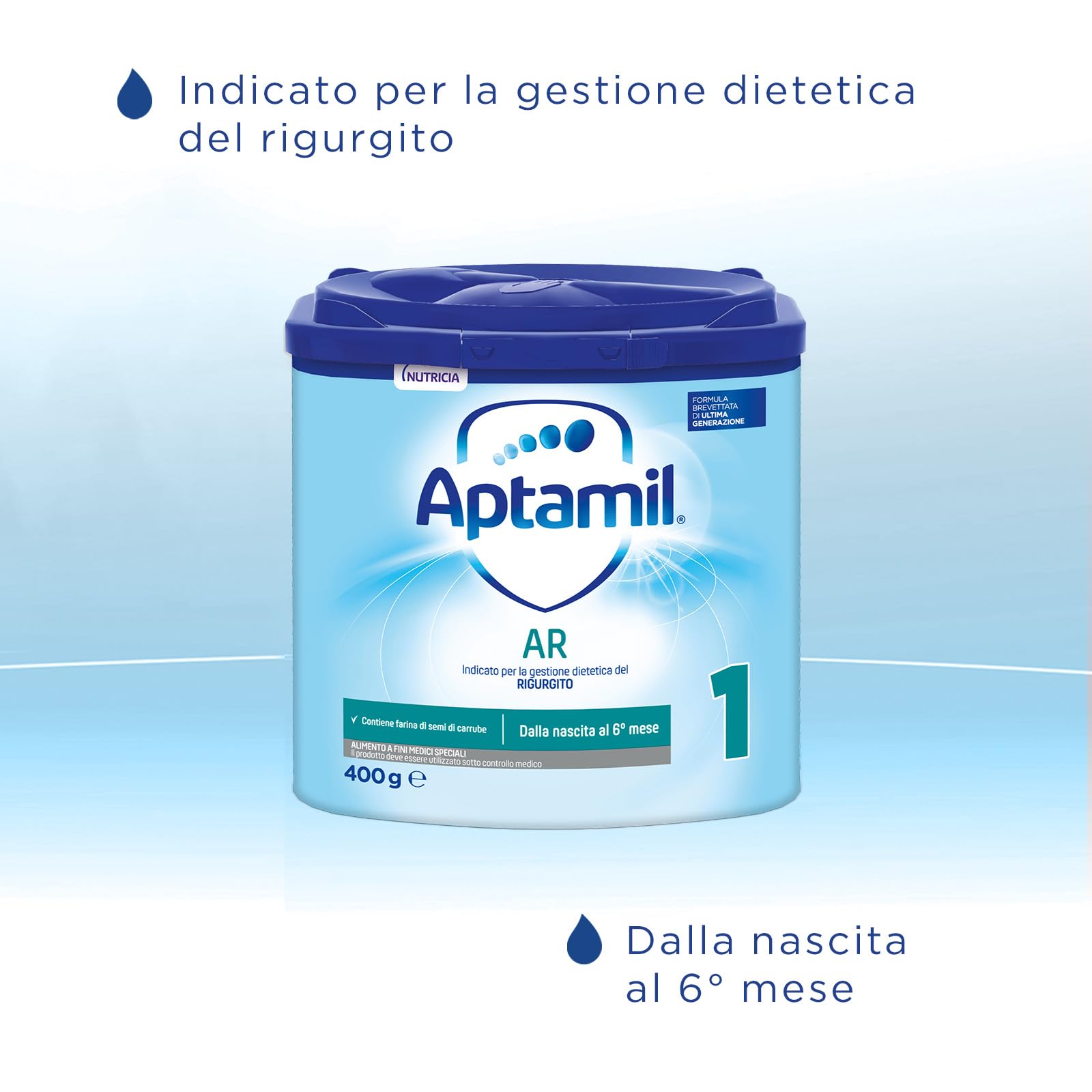 Aptamil AR1, Latte Antirigurgito in Polvere per Neonati dalla Nascita al 6° mese compiuto, Confezione da 400g