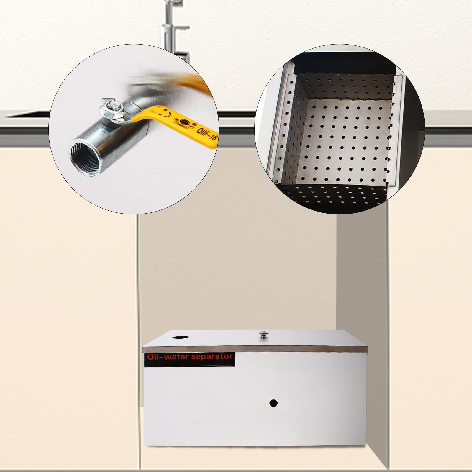 Separador De Grasa Comercial, Contenedor De Acero Inoxidable Restaurante Aceite Y Agua Contenedor De Acero Inoxidable Con Cesta De Filtro Extraíble Contenedor De Grasa Bajo El Fregadero
