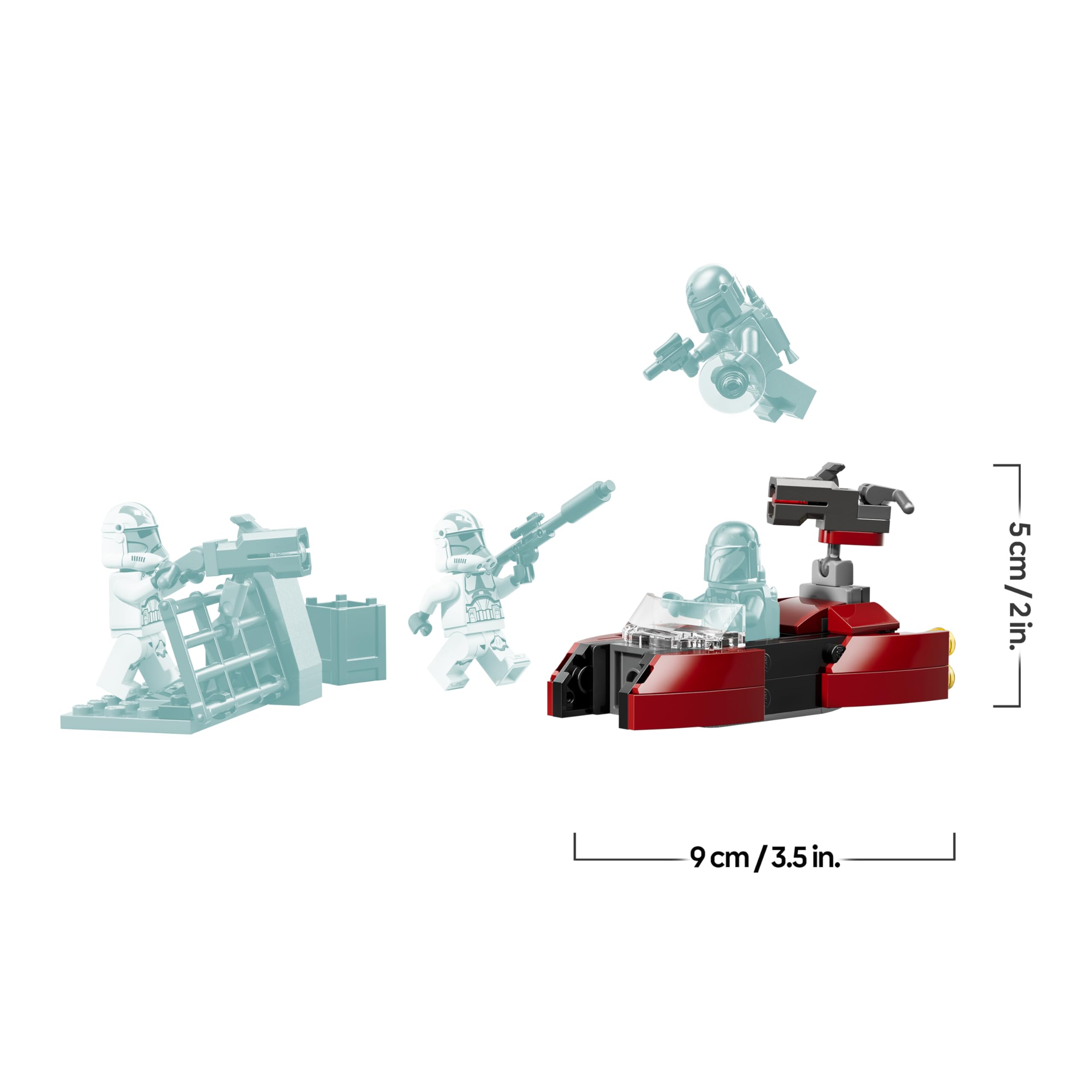 LEGO Star Wars 75449 Pack de Combat Le Siège de Mandalore - Jouet d'action avec Minifigurines de 2 Mandaloriens & 2 Clone Troopers - Speeder & Pistolets Blasters - Cadeau pour Garçon dès 6 Ans & Fans