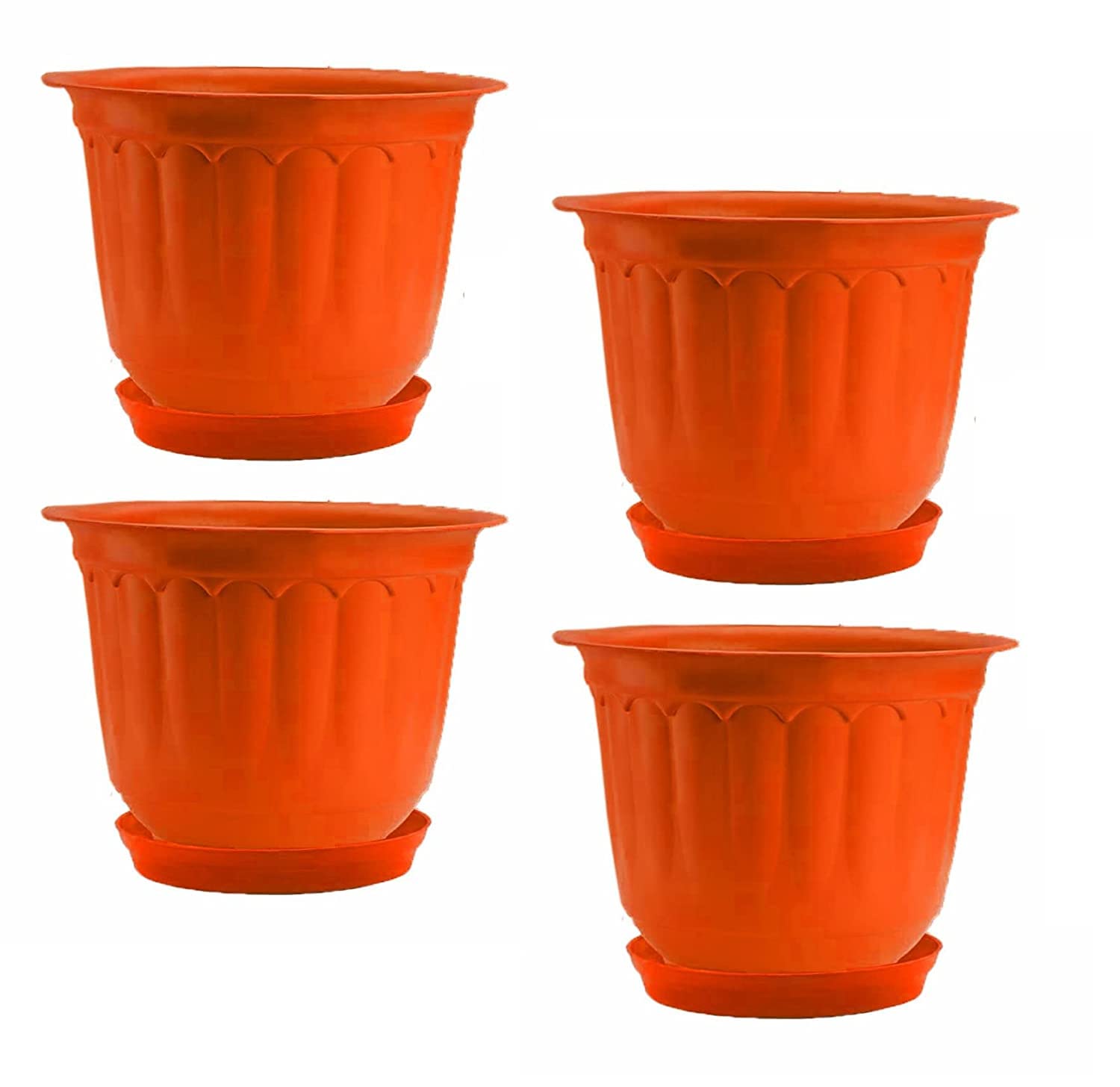 Jasmin Pot - 8 Inch Set of 4 Piece with Drip Tray, This Planters are Best for Any Size of Plant You Can Use in Home, Office, Balcony,Terrace, Outdoor, Indoor Plant Pots (Orange) (B0BLVLZYT8) Amazon Price History, Amazon Price Tracker