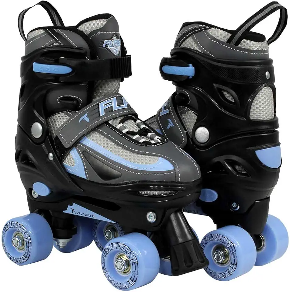 Patins Traxart Infantil Flash Quad Preto/Azul - 54mm ABEC-7
