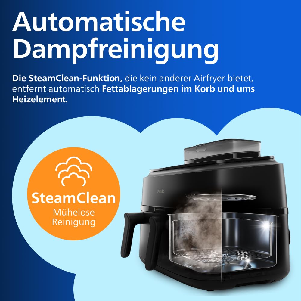 Philips Steam Airfryer 5000 Series Dual Basket Heißluftfritteuse 9L RapidAir Plus Dampfgar-Funktion NA550/00