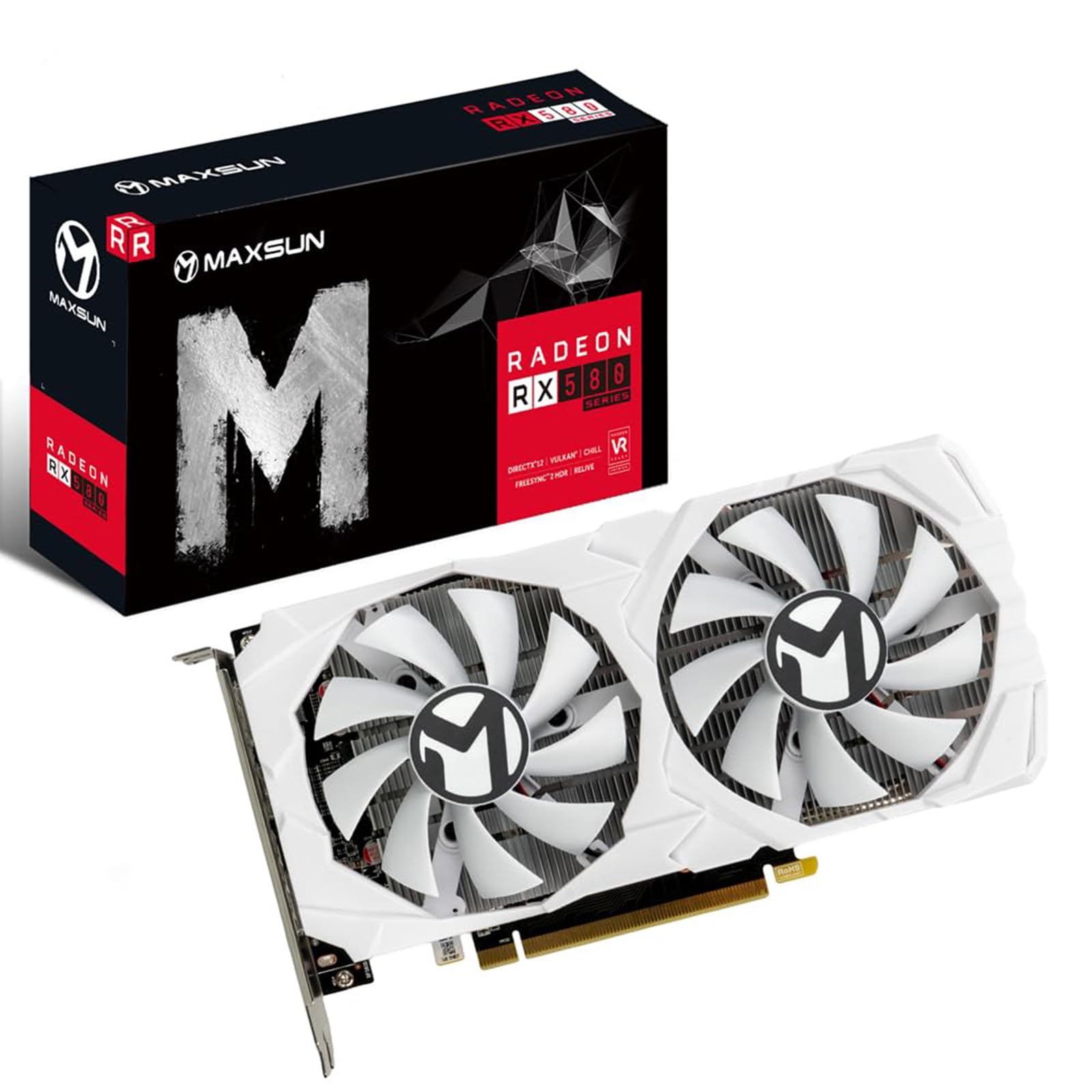 maxsun AMD Radeon RX 580 8GB 2048SP GDDR5 Computer Video Graphics Card GPU for PC Gaming 256-Bit DirectX 12 DVI, HDMI, DisplayPort Multi Monitors Extend (White)-image-33