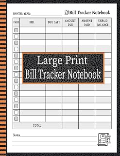 Large Print Bill Tracker Notebook: Simple Monthly Bill Payment and Organizer | Bill Payments Checklist Organizer | Bill Organizer and Planner | Clear Vision, Clear Financial Organization.
