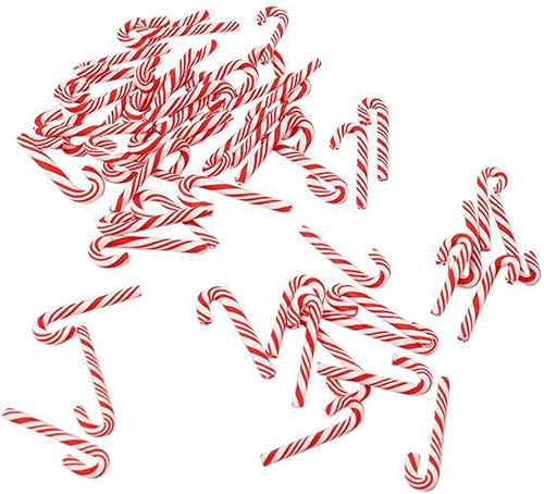 MACIMO 100Pcs Red and White Handmade Christmas Cane Miniature Food Home Decor Clay Cane