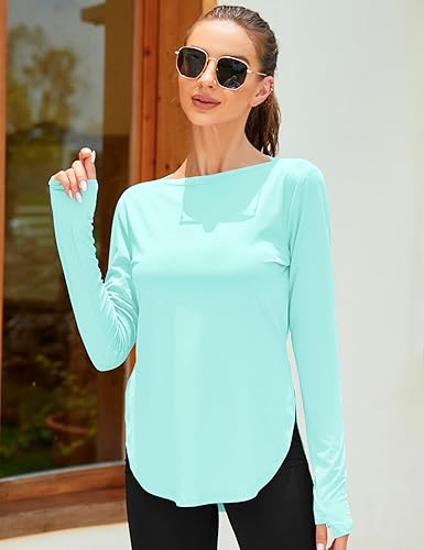 Miniatura 3 de ZHENWEI - Camisetas de manga larga para mujer, con protección UV, ligeras, UPF 50+, para entrenamiento, golf, gimnasio, senderismo, ropa de exterior