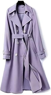 VhoMes Mujer Vintage Otoño Gabardina Doble Botonadura Abrigo Largo Solapa Cortavientos Femenino Manga Larga Mujer Tendenci...