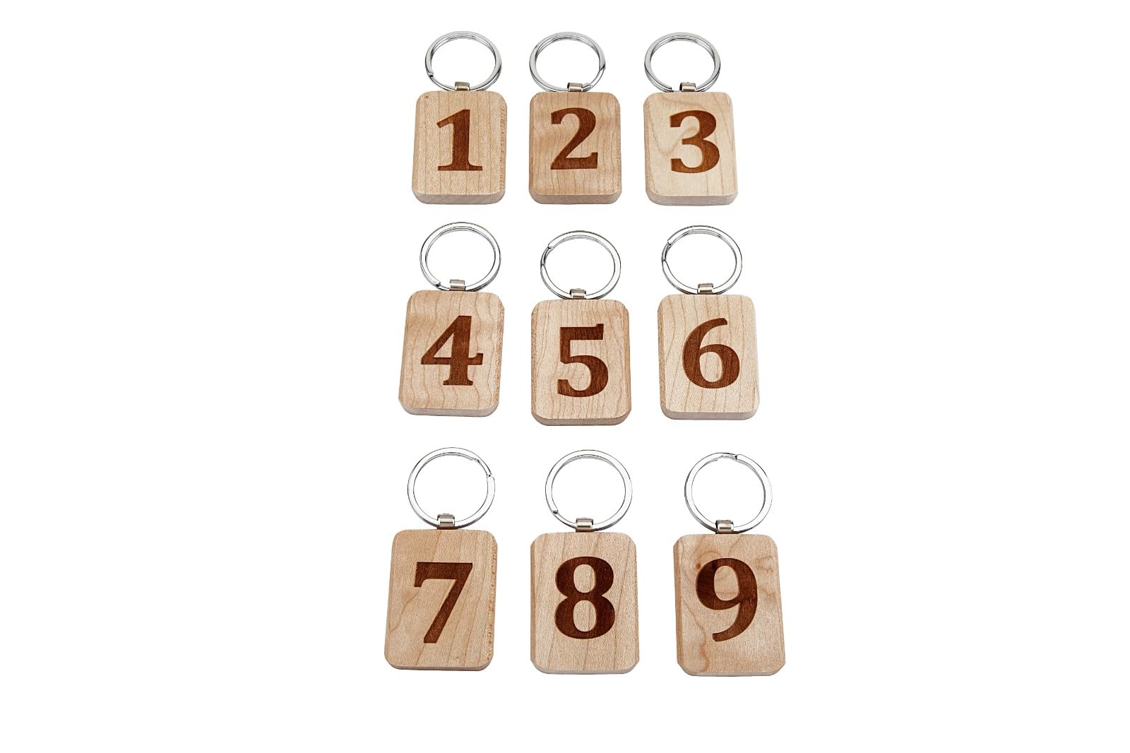 1-9 Wooden Number Keychains, Stylish, Lightweight, Durable Key Holders for Men, Women, Kids – Ideal for Bikes, Cars, Home, Lockers – Natural Wood Finish Gift Set Of 9-image-29